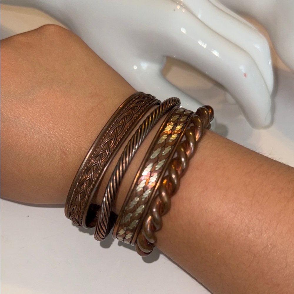 4 piece set Elegant Copper-Toned Bangle Set